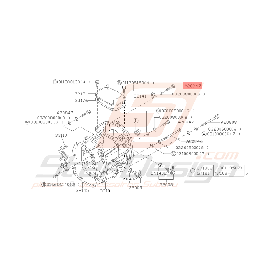 Vis Extension de Boite Origine Subaru GT 1993 - 1997 Vis Extension de Boite Origine Subaru GT 1993 - 1997