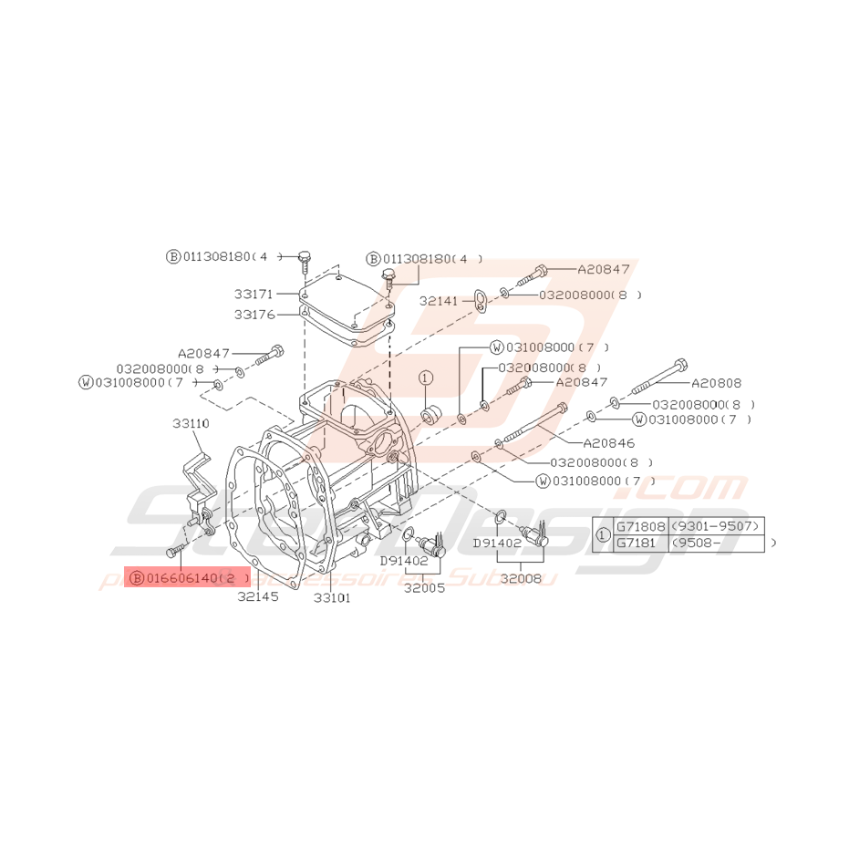 Boulon Extension de Boite Origine Subaru Impreza GT 1993 - 1997