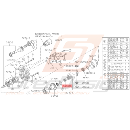 Roulement de Boite Origine Subaru Impreza GT 1993 - 1997