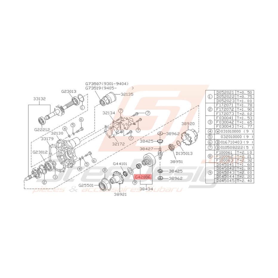 Roulement de Boite Origine Subaru Impreza GT 1993 - 1997 Roulement de Boite Origine Subaru Impreza GT 1993 - 1997