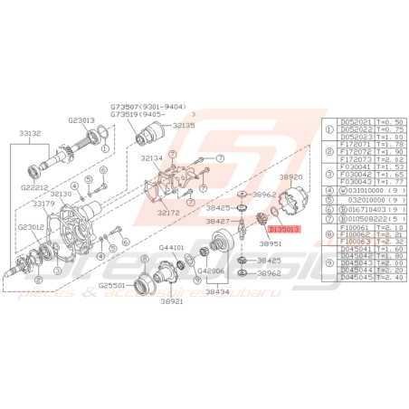 Rondelle Extension de Boite Origine Subaru GT 1993 - 1997