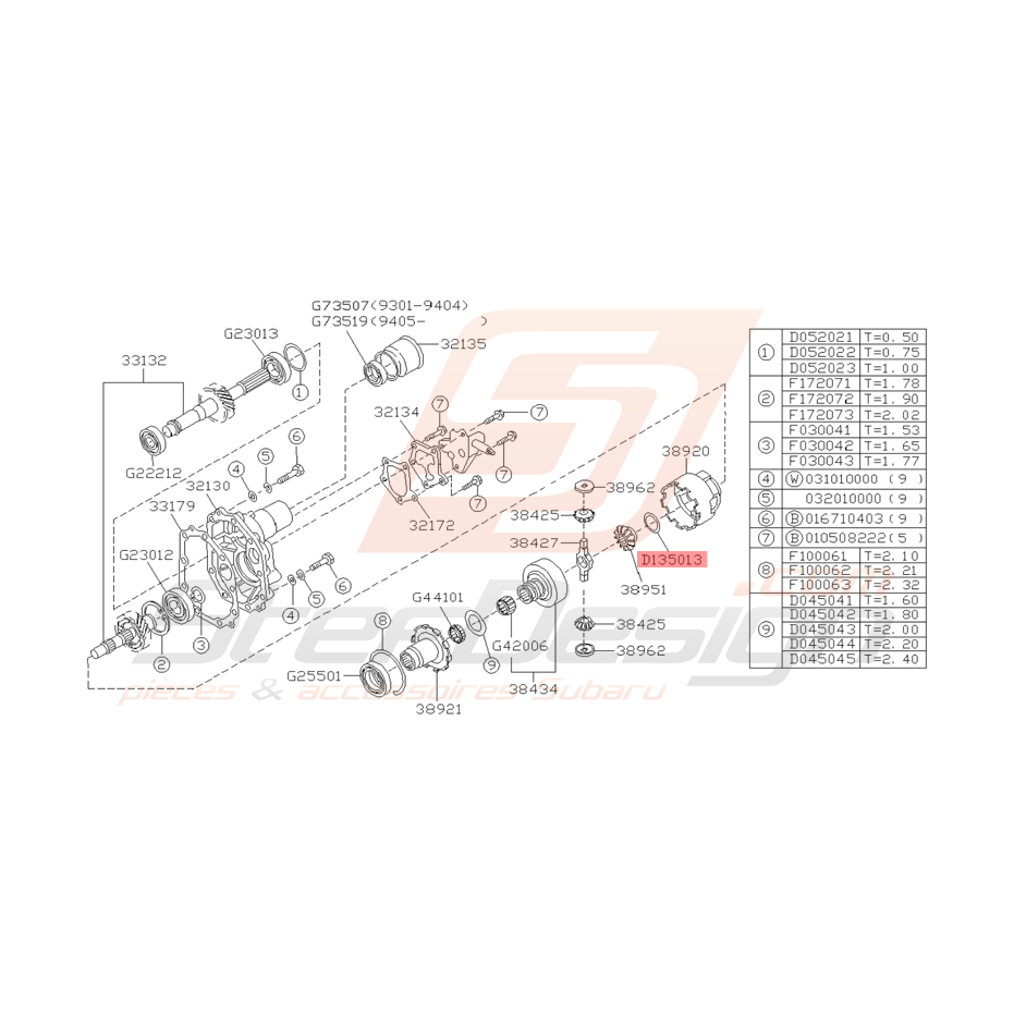 Rondelle Extension de Boite Origine Subaru GT 1993 - 1997 Rondelle Extension de Boite Origine Subaru GT 1993 - 1997