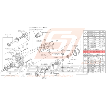 Rondelle de Ressort Origine Subaru Impreza GT 1993 - 1997