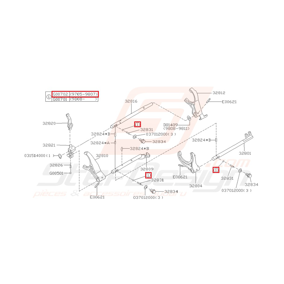 Bille de système de fourchette de boite SUBARU GT 93-00 WRX 01-05
