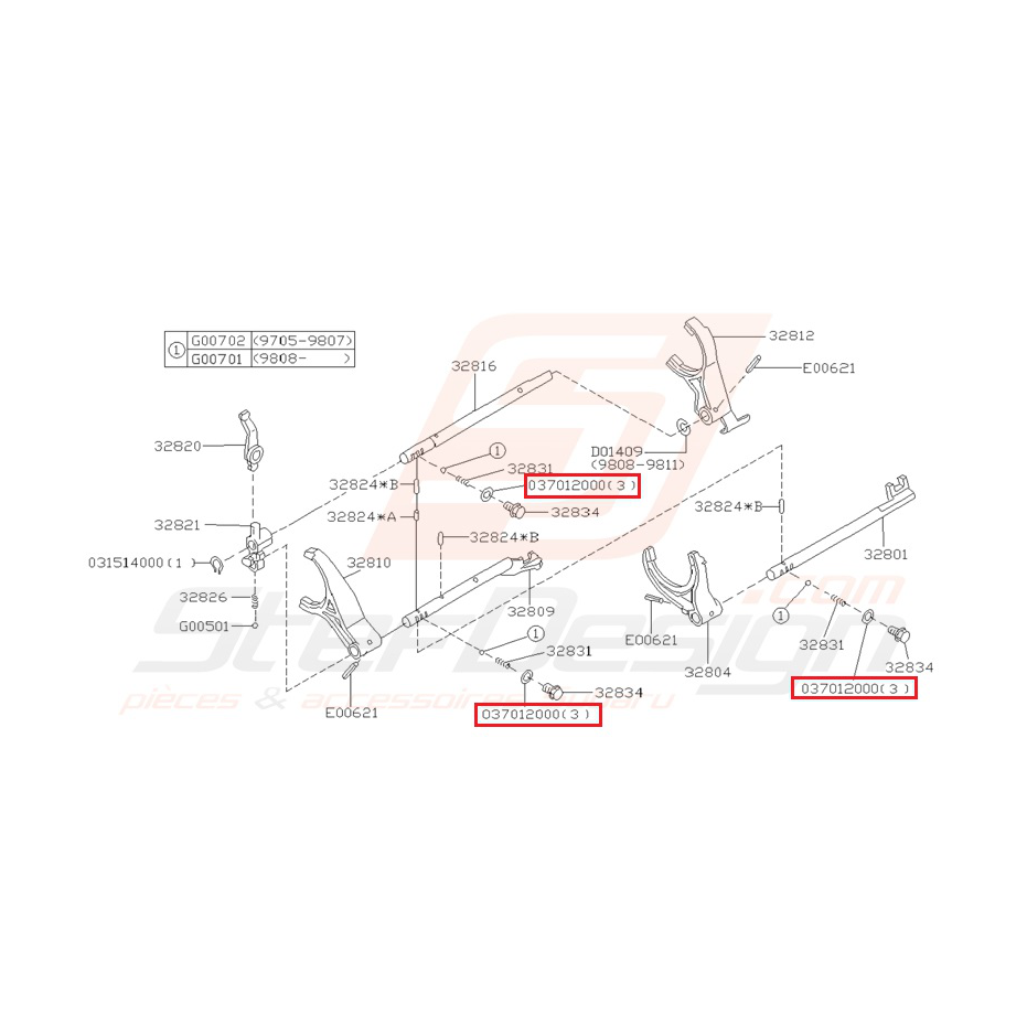 Joint aluminium d'axe de fourchette d'embrayage pour impreza GT 1999-2000