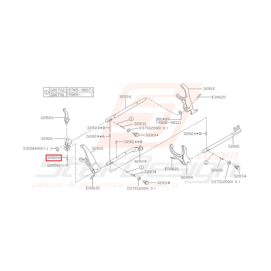 Ressort d'axe de marche arrière pour GT 1999-2000