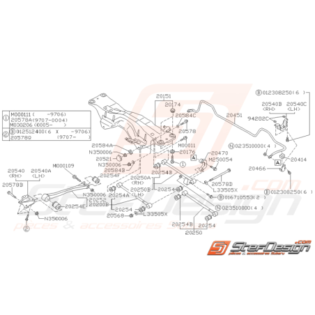 Schéma de train arrière Origine Subaru Impreza GT 1997-1998