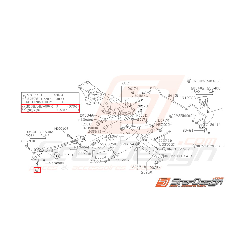 Vis de barre inférieur avant 6 points 