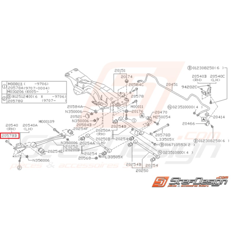 Vis de triangle avant pour GT 93-96 et WRX/STI 2001-2002