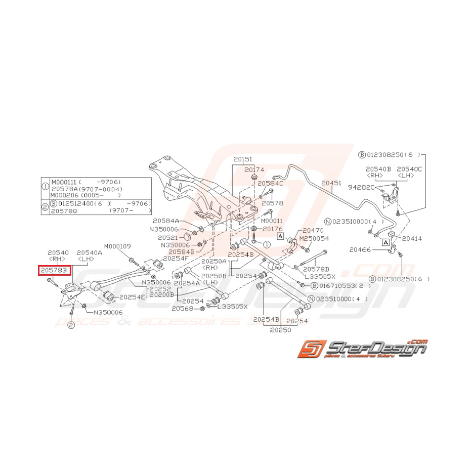 Vis de triangle avant pour GT 93-96 et WRX/STI 2001-2002