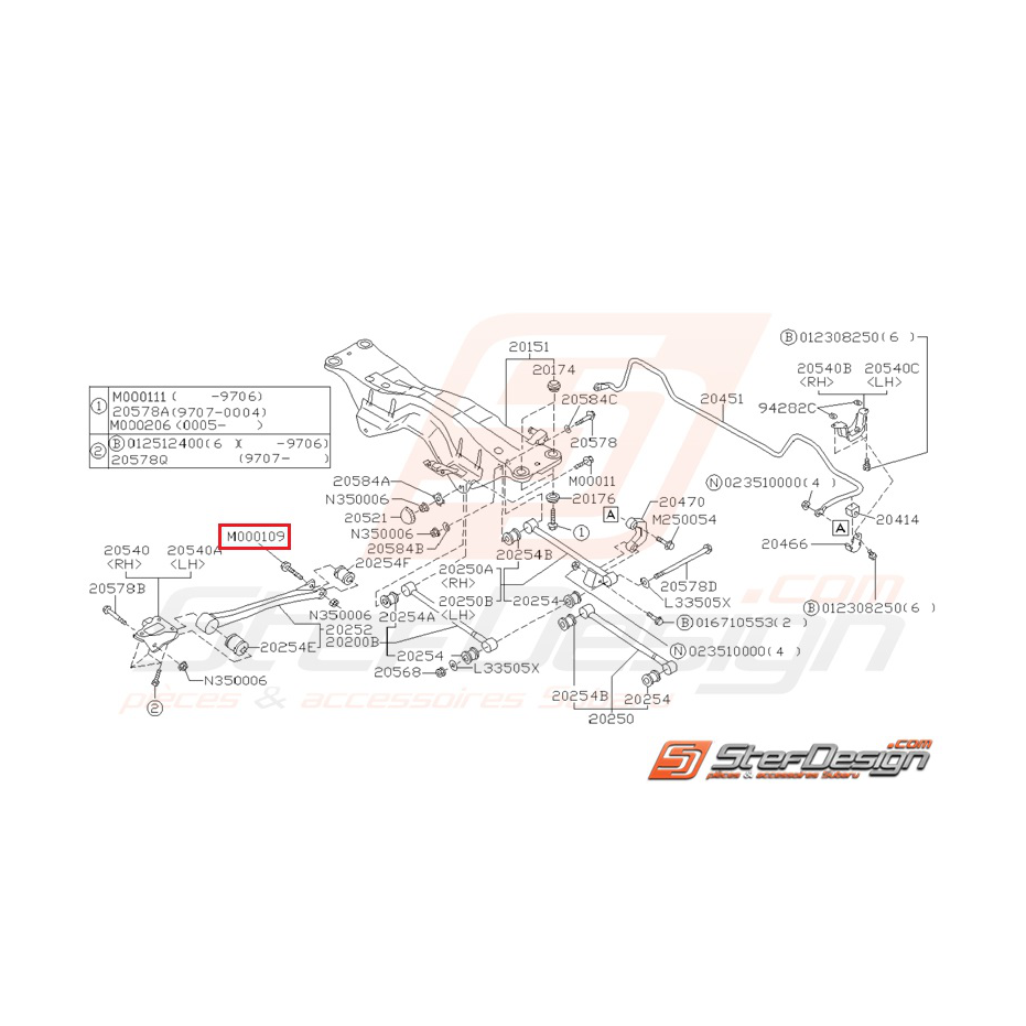 Vis de fixation bras de renfort GT 93-00 WRX/STI 01-07