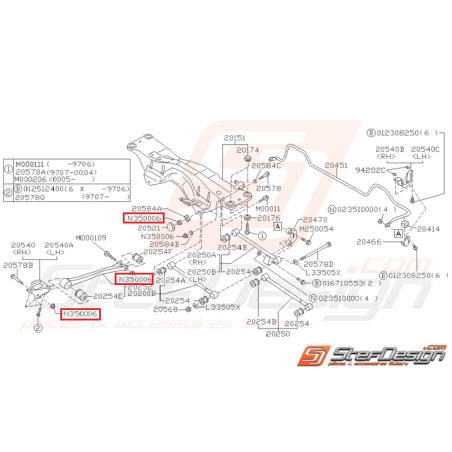 Écrou de train arrière et de fixation de triangle SUBARU WRX/STI 01-11