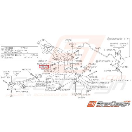 Capuchon liaison latérale train arrière GT 93-00 WRX/STI 01-07