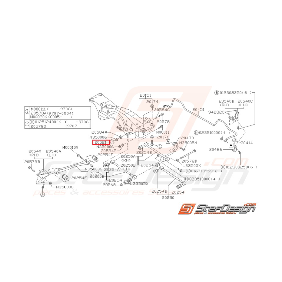 Capuchon liaison latérale train arrière GT 93-00 WRX/STI 01-07 Capuchon liaison latérale train arrière GT 93-00 WRX/STI 01-07