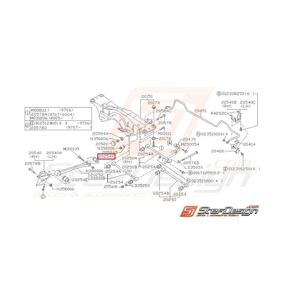 Silent bloc origine de tirant arrière GT 96-00 WRX/STI 01-07