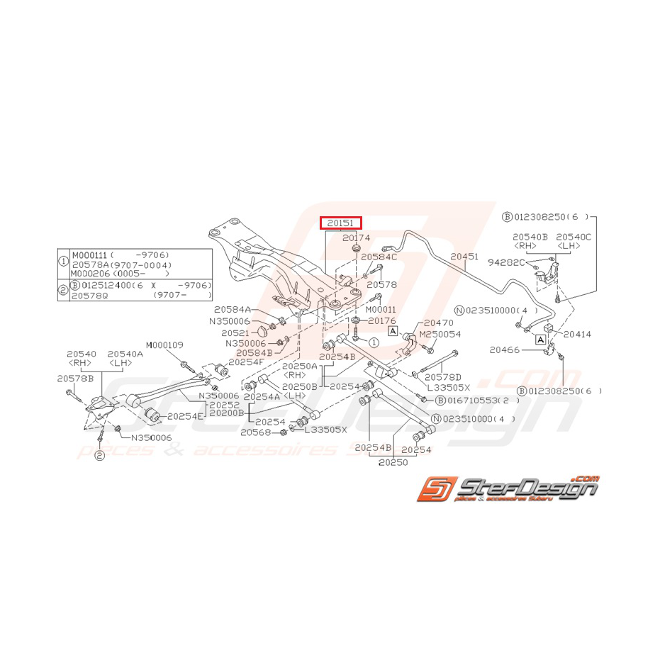 Berceau arrière origine subaru GT 93-00