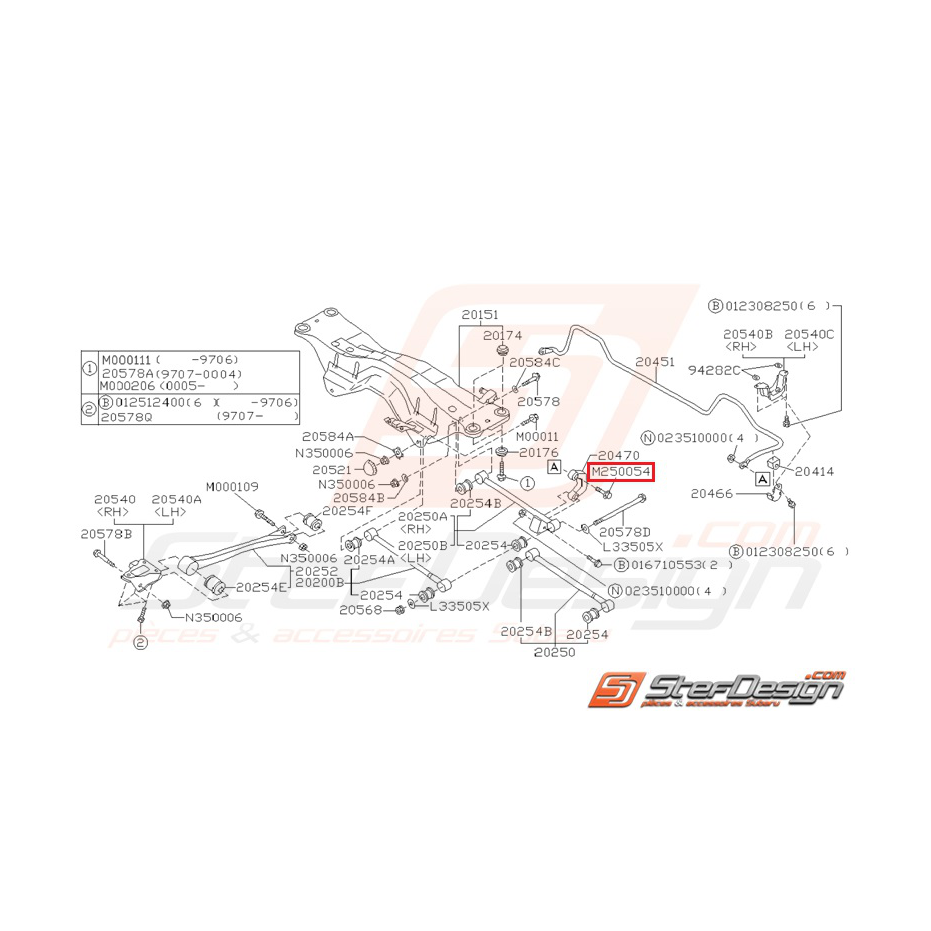 Vis de fixation links arrière SUBARU WRX 01-07 STI 01-04 Vis de fixation links arrière SUBARU WRX 01-07 STI 01-04