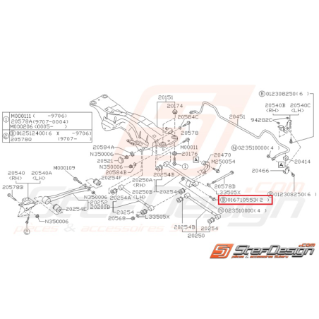 Vis fixation de links arrière GT 93-00 WRX 01-07 STI 01-04