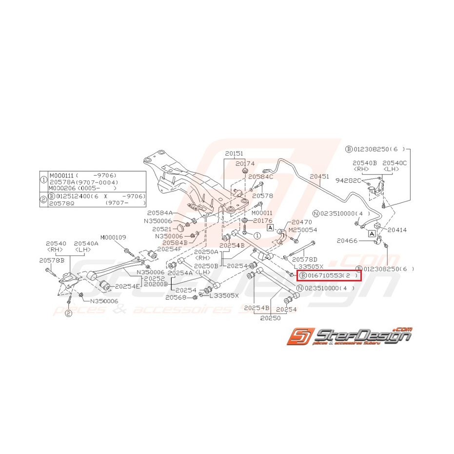 Vis fixation de links arrière GT 93-00 WRX 01-07 STI 01-04 Vis fixation de links arrière GT 93-00 WRX 01-07 STI 01-04