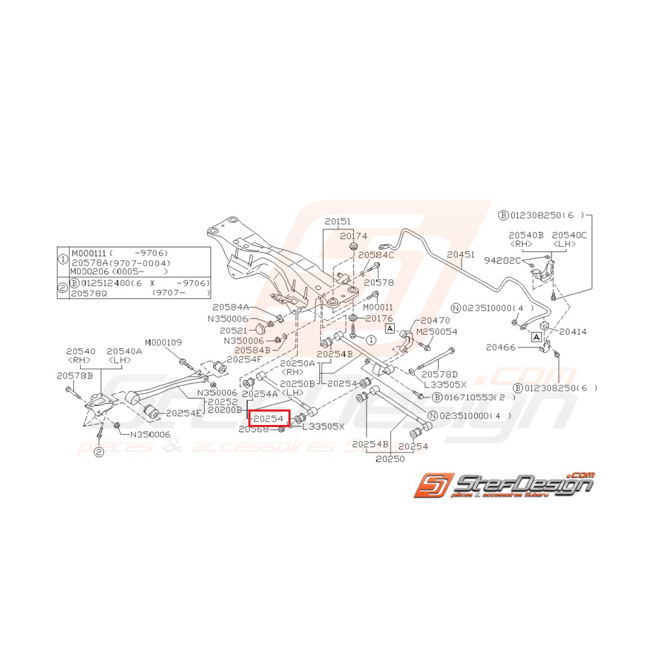 silent bloc de tirant arrière origine subaru GT 96-00