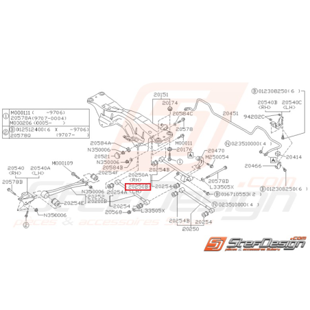 Tirant arrière droit barre stabilisatrice GT 93-00