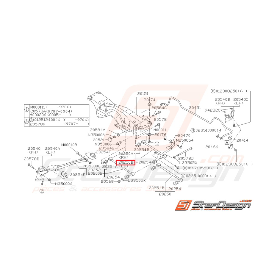 Tirant arrière droit barre stabilisatrice GT 93-00