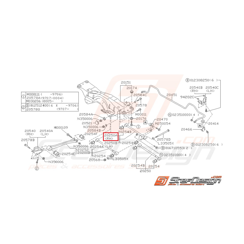 Tirant arrière origine SUBARU GT 93-00