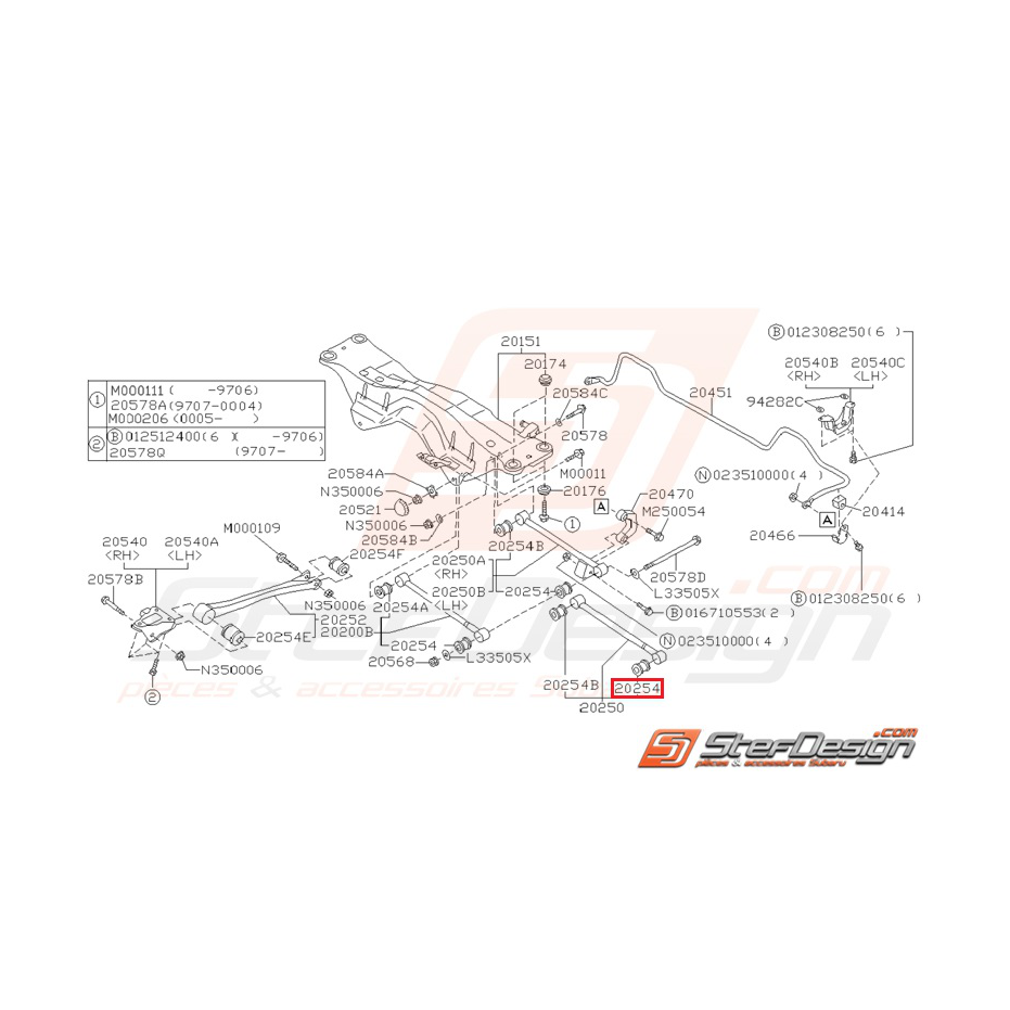 silent bloc de tirant arrière origine subaru GT 96-00