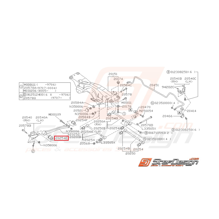 Silent bloc de bras longitudinal GT 93-00 WRX/ STI 01-02 Silent bloc de bras longitudinal GT 93-00 WRX/ STI 01-02