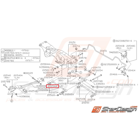 silent  bloc origine de tirant arrière GT 96-00 STI 01-07