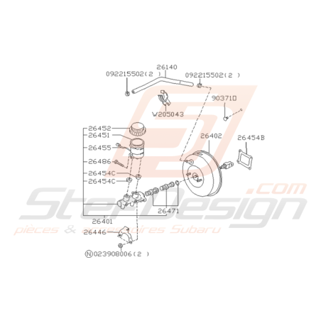 Schéma de Master Vac Origine Subaru Impreza GT 1993 - 2000