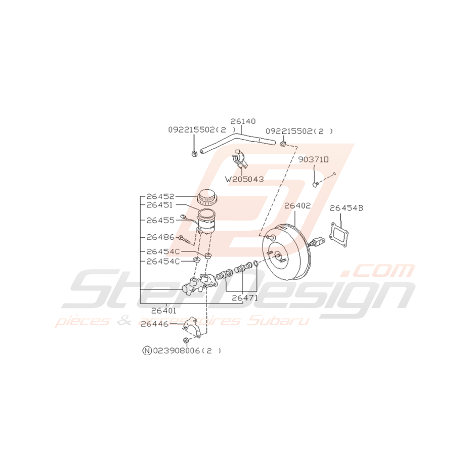 Schéma de Master Vac Origine Subaru Impreza GT 1993 - 2000 Schéma de Master Vac Origine Subaru Impreza GT 1993 - 2000