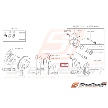 Kit plaquettes de frein et entretoises avant origine SUBARU GT 97-98