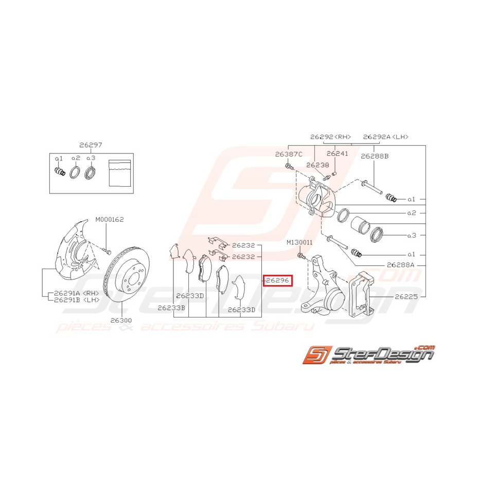 Kit plaquettes de frein et entretoises avant origine SUBARU GT 97-98 Kit plaquettes de frein et entretoises avant origine SUBARU GT 97-98