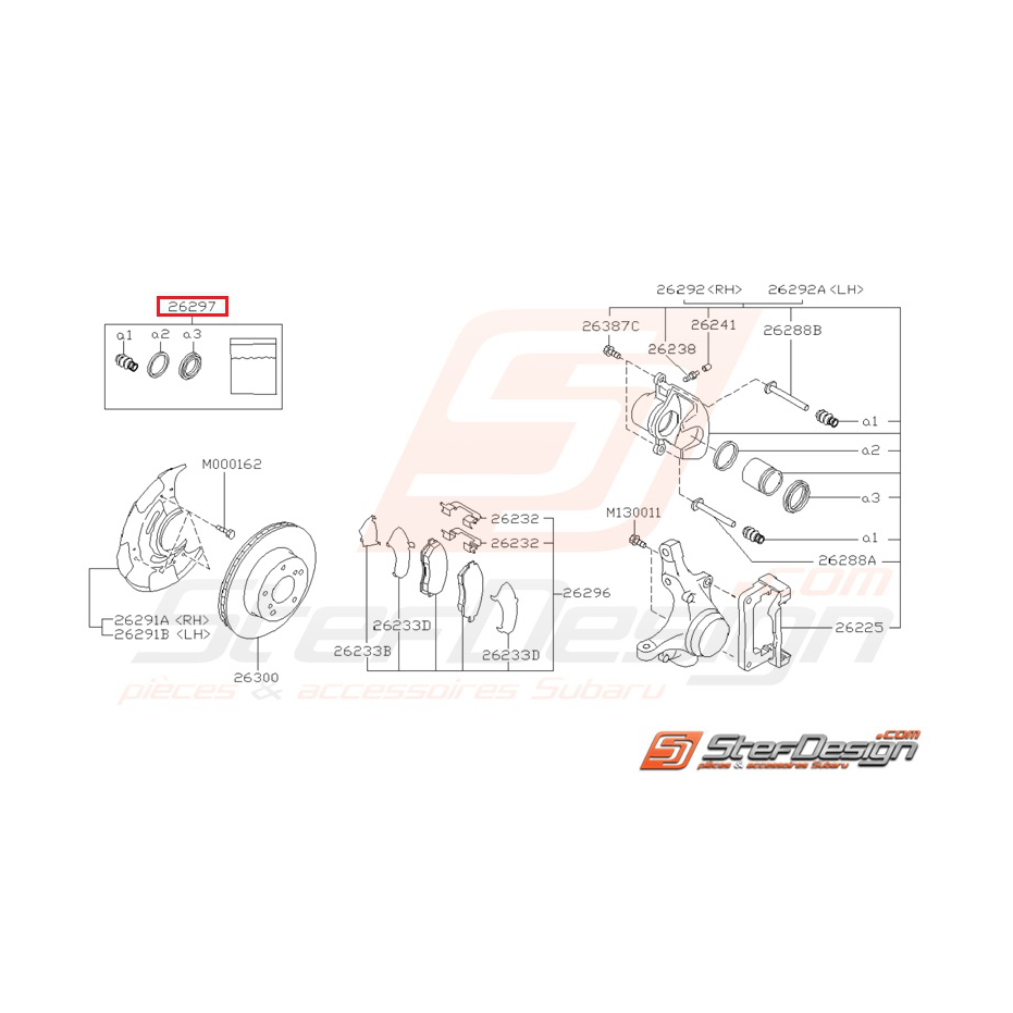 Kit réparation d'étriers avant 2 pistons pour GT 95-98