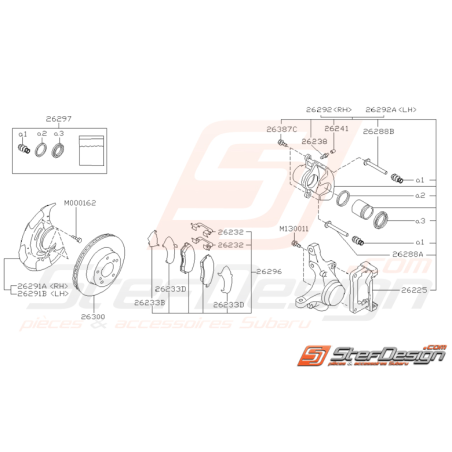 Schéma de frein avant Origine Subaru Impreza GT 1997-2000 (jantes : 13/14 pouces)