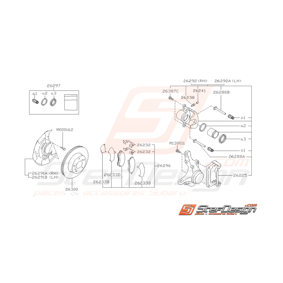 Schéma de frein avant Origine Subaru Impreza GT 1997-2000 (jantes : 13/14 pouces) Schéma de frein avant Origine Subaru Impreza GT 1997-2000 (jantes : 13/14 pouces)