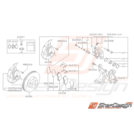 Schéma de frein avant Origine Subaru pour Impreza GT 1994-1996 (jantes : 15 pouces)