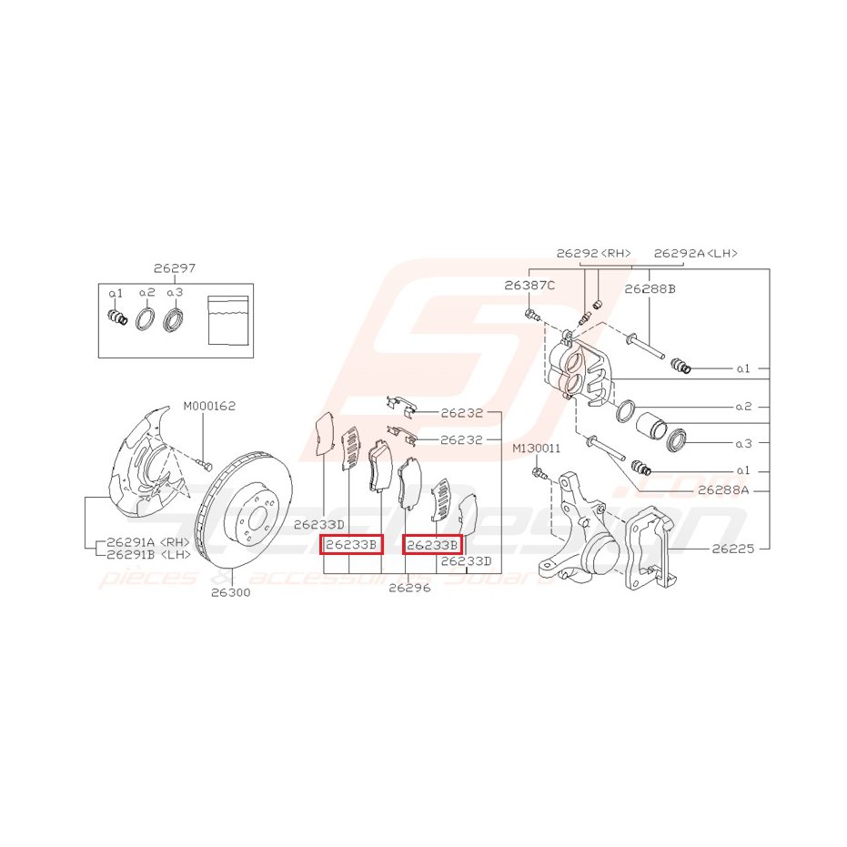 Entretoise intérieur plaquette de frein avant IMPREZA GT 95-98 Entretoise intérieur plaquette de frein avant IMPREZA GT 95-98