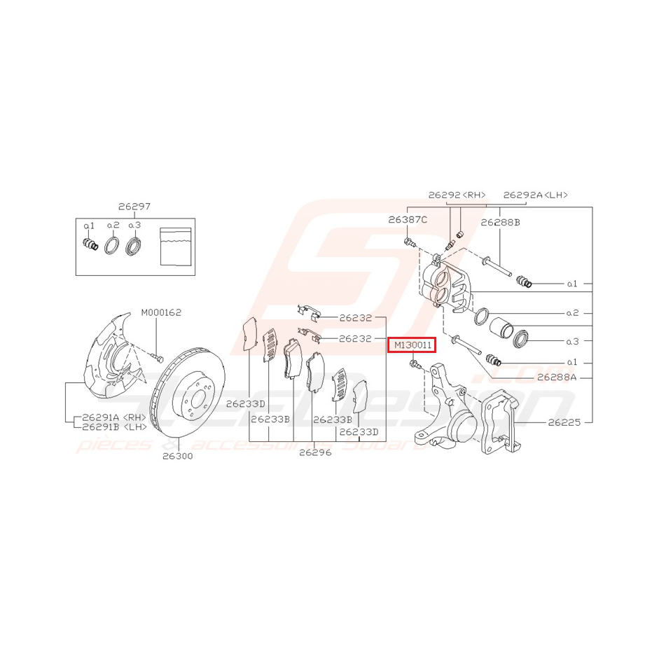 Vis d'étrier avant subaru impreza GT 97-00 et WRX 01-07