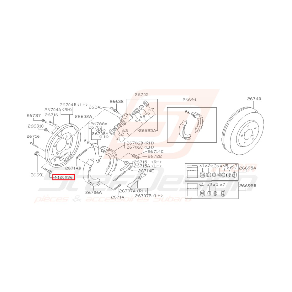Vis d'étrier frein arrière SUBARU WRX 01-07