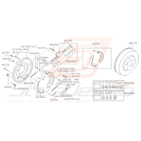 Schéma de frein arrière Origine Subaru pour Impreza GT 1993-2000