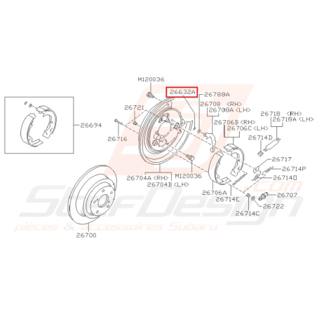 Retenue frein arrière SUBARU GT 97-00 WRX/STI 01-14
