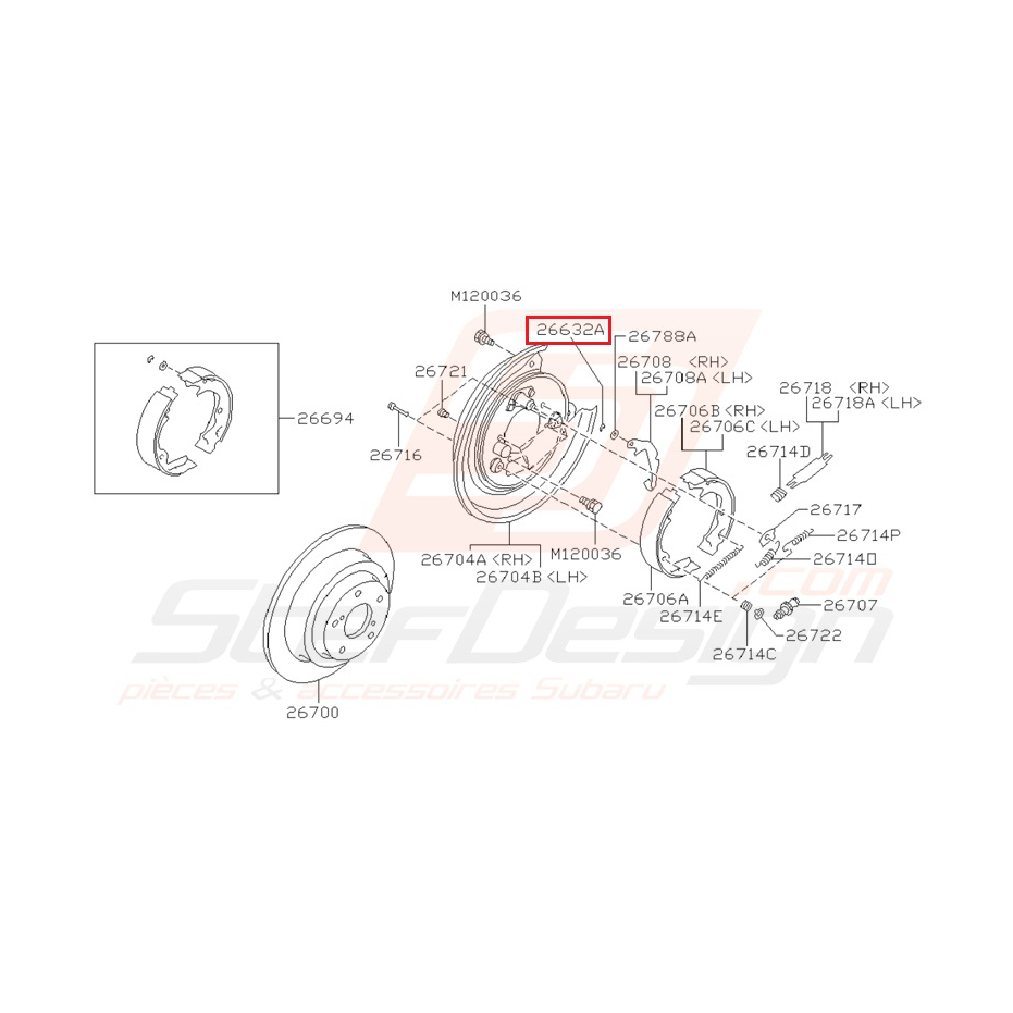 Retenue frein arrière SUBARU GT 97-00 WRX/STI 01-14 Retenue frein arrière SUBARU GT 97-00 WRX/STI 01-14