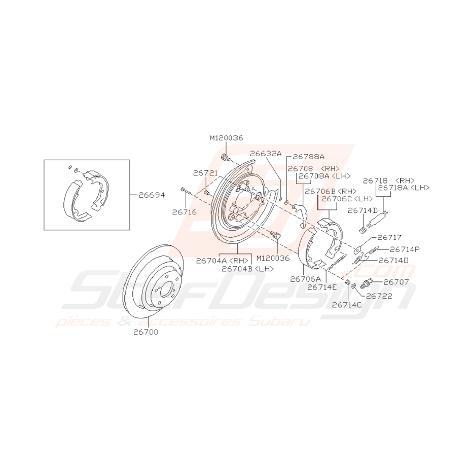 Schéma renfort de frein droit Origine Subaru pour Impreza GT 1993-2000 Schéma renfort de frein droit Origine Subaru pour Impreza GT 1993-2000