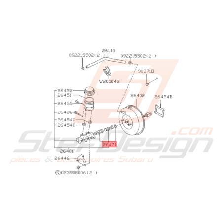 Kit Réparation Maitre Cylindre origine Subaru GT 97 - 98 sans ABS