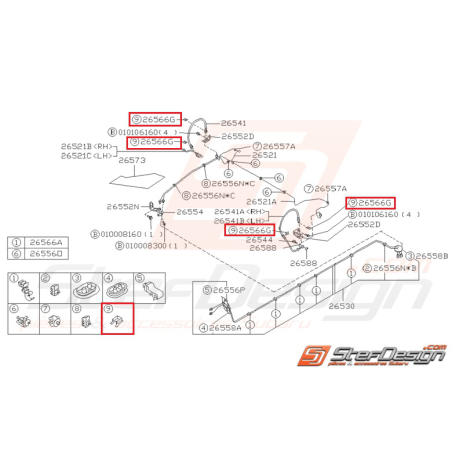 Agrafe durite de frein arrière GT 94-00 WRX/STI 01-14 