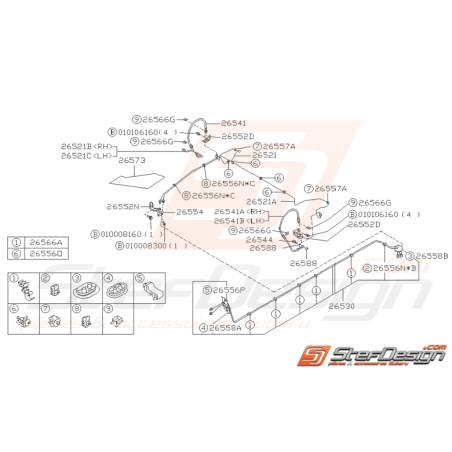 Schéma de conduites de frein central et arrière Origine Subaru pour Impreza GT 1993-2000