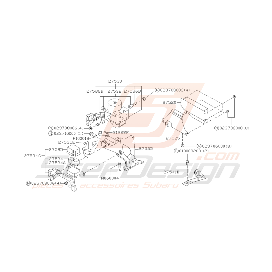 Schéma Système Hydraulique d'ABS Origine Subaru GT 1997 Schéma Système Hydraulique d'ABS Origine Subaru GT 1997