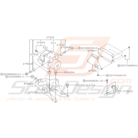 Schéma Système Hydraulique ABS Origine Subaru GT 1998 - 2000